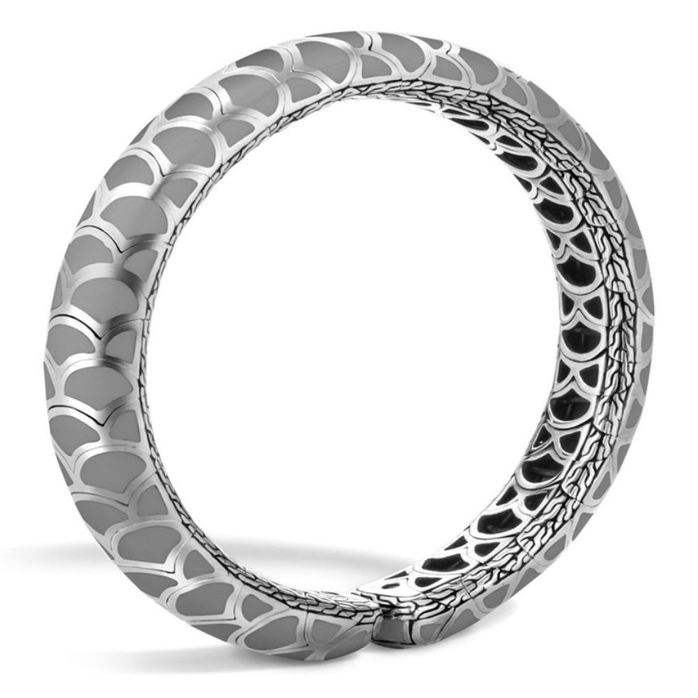 John Hardy Grey Scales Enamel Silver Naga Bracelet